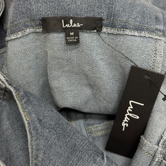 Lulus Denim Keep Groovin' Light Wash Denim Zip-Front Jumpsuit size M - Picture 6 of 8